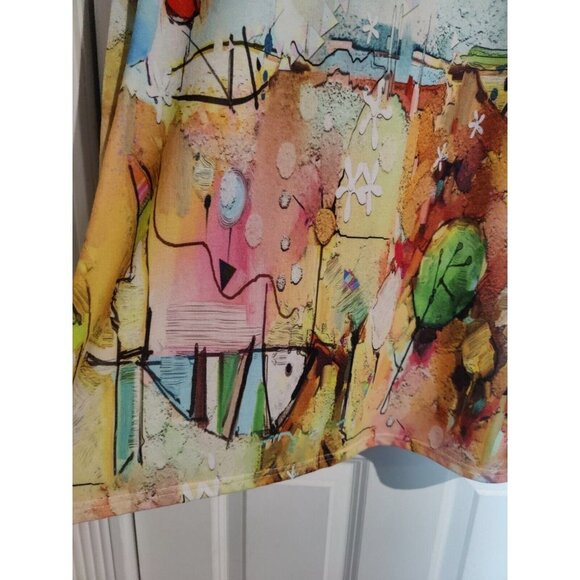 Lily London Abstract Outdoor Scene Art-To-Wear Relaxed Fit 3/4-Sleeve Top S - Picture 5 of 11